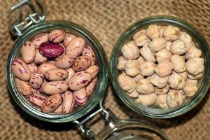 chickpeas, beans, quail beans