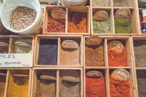 assortment, boxes, spices